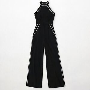 Lulus Mod Babe Retro 60s Look Black & White Sleeveless Sleek Tailored Jumpsuit